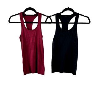 Lululemon Swiftly Tech X2 Lot Red & Black Racerback Tanks Both Women's Size 2